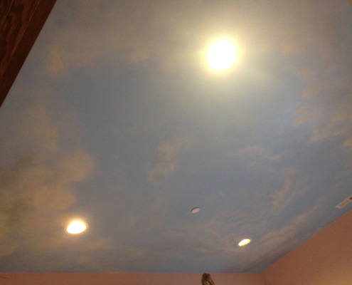 cloud ceiling murals Sky Ceiling With Subtle Clouds Bedroom Kirkland Bellevue painted clouds ceiling ideas Seattle