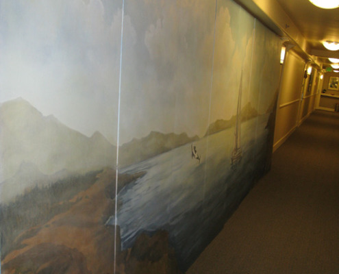 murals trompe l'oeil doorways and views San Juan Islands Light House Mural Seattle muralist Bellevue Bellevue Kirkland