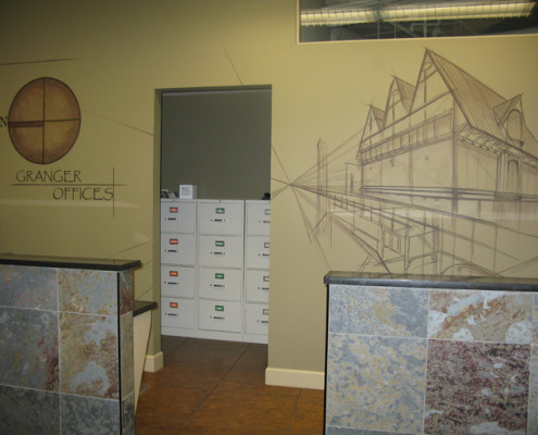 Sepia Murals Architectural Mural Granger Offices Seattle wall art house models interior decorating Bellevue